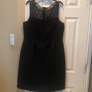 Black Tahari dress with lace accent